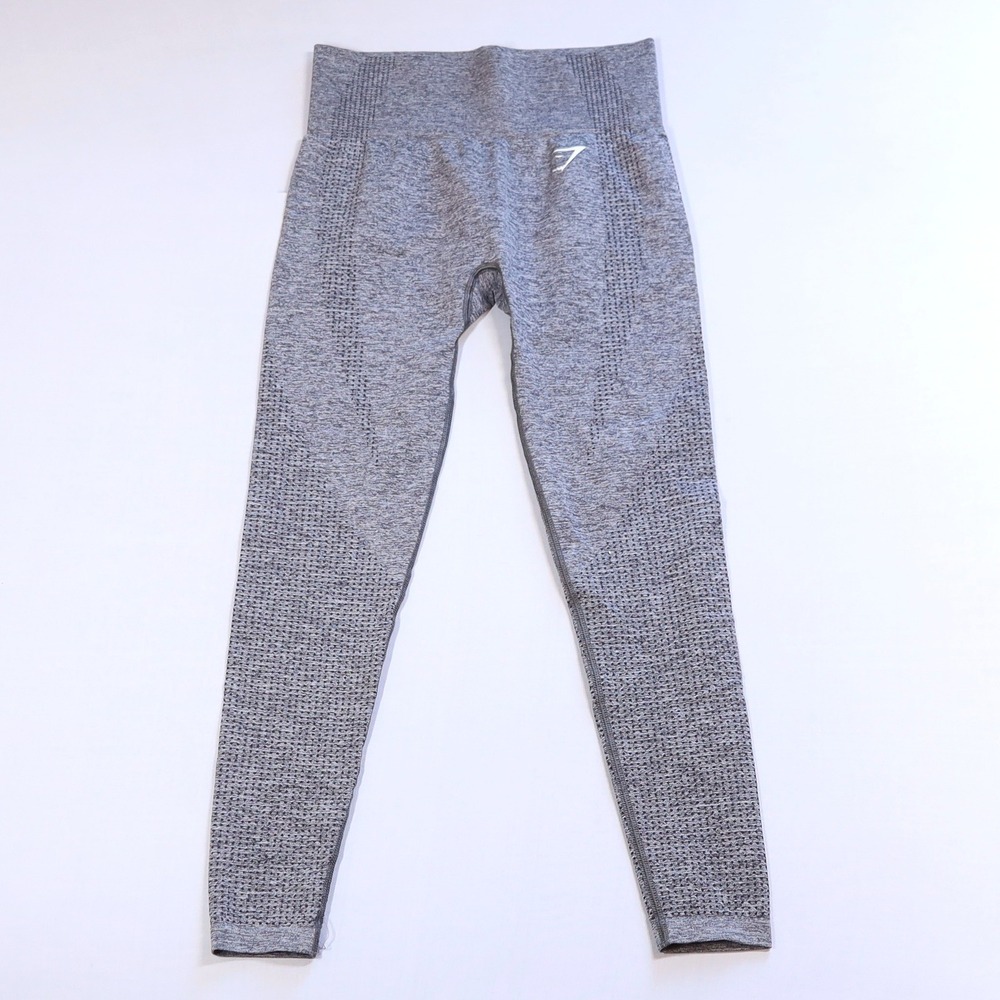 Gymshark Energy+ Seamless Leggings Women Small Grey High Waist Eyelet Workout